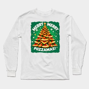 Christmas - Merry Pizzamas, Christmas Pizza. pizza lover funny Long Sleeve T-Shirt